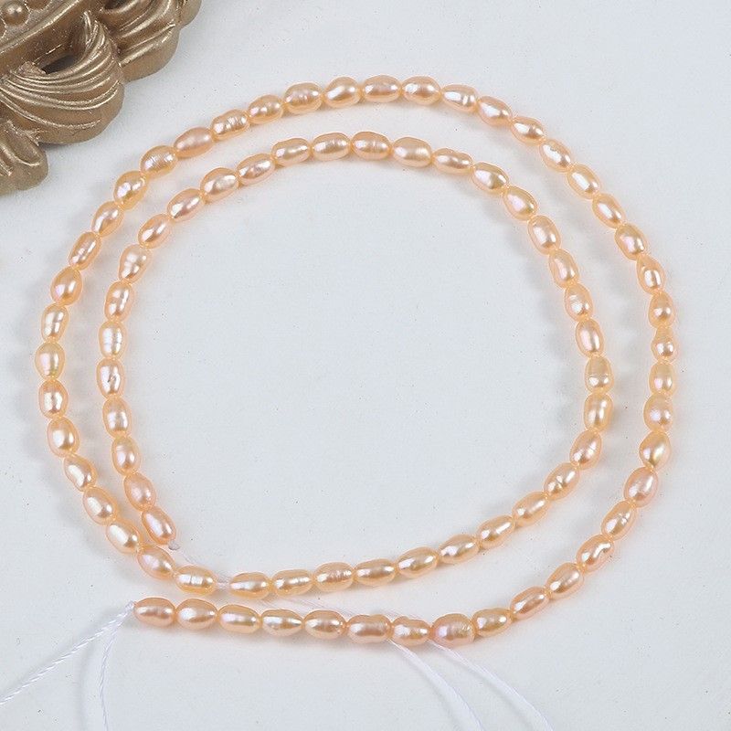 Natural Cultured White/Pinkish Orange/Pinkish Purple Freshwater Pearls Rice Beads Strands, Approx 2.5-3mm, 35-37cm/strand