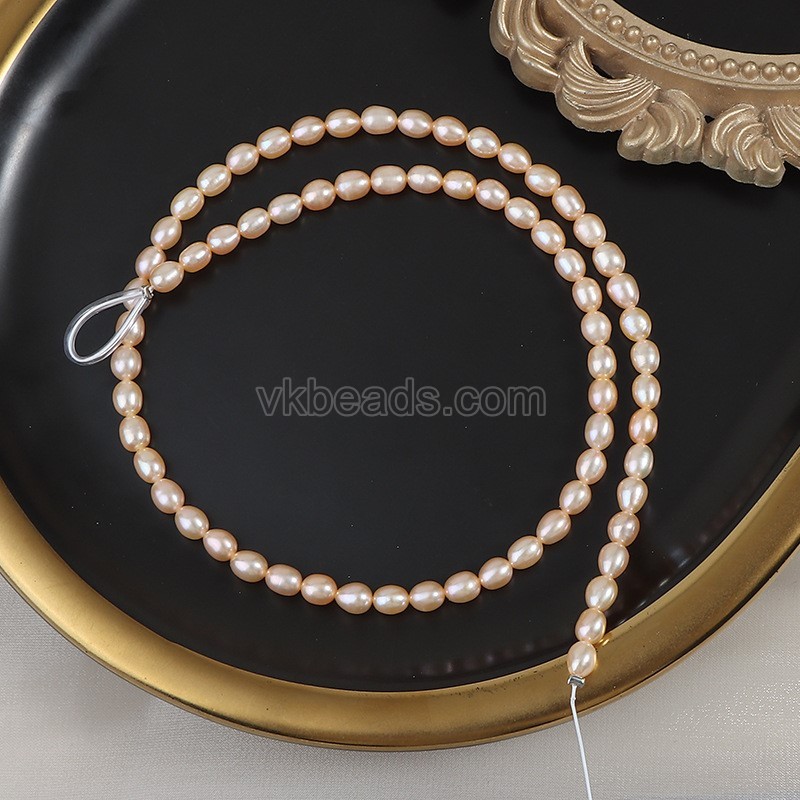 Natural Cultured White/Pinkish Orange/Pinkish Purple Freshwater Pearls Rice Beads Strands, Approx 4.5-5mm, 36-38cm/strand