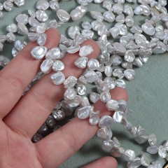 Natural Cultured Light Grey Freshwater Three-Seven Off-centered Drilled Petal Keshi Beads Strands, Approx 6-7mm, 36-38cm/strand