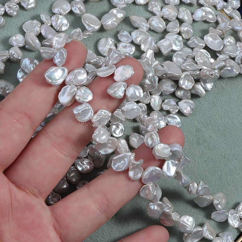 Natural Cultured Light Grey Freshwater Three-Seven Off-centered Drilled Petal Keshi Beads Strands, Approx 6-7mm, 36-38cm/strand