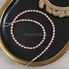 Natural Cultured White/Pinkish Orange/Pinkish Purple Freshwater Pearls Rice Beads Strands, Approx 4.5-5mm, 36-38cm/strand