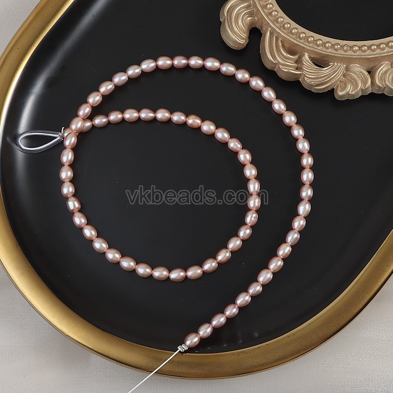 Natural Cultured White/Pinkish Orange/Pinkish Purple Freshwater Pearls Rice Beads Strands, Approx 4.5-5mm, 36-38cm/strand