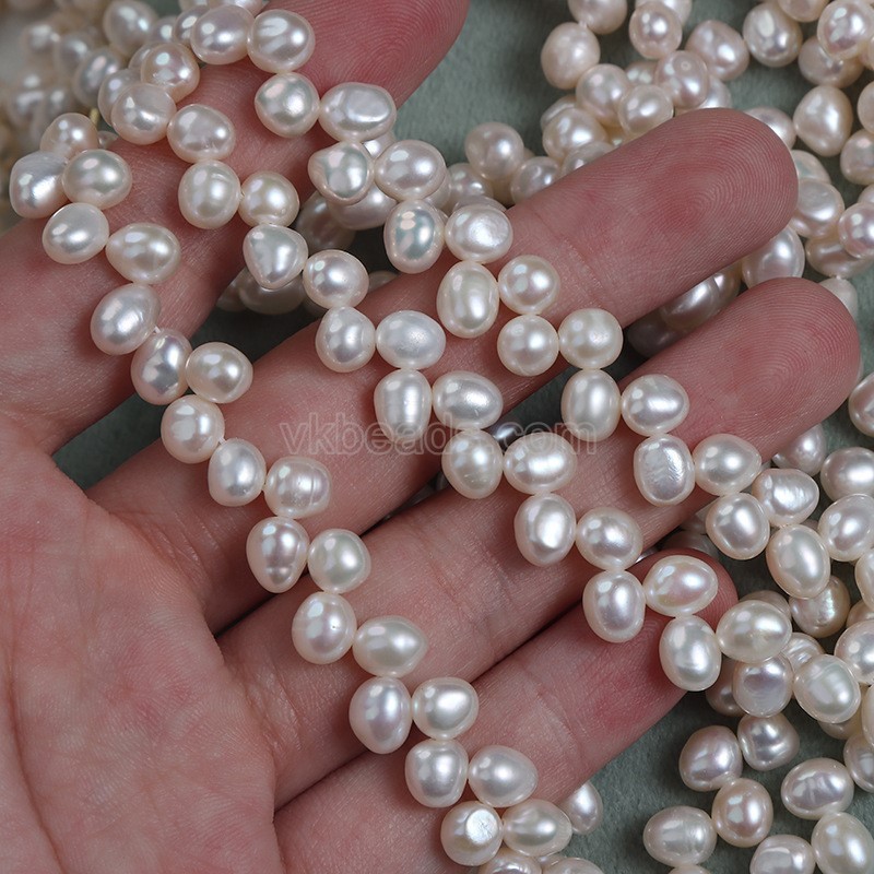 Natural Cultured White Freshwater Pearls Ear of Wheat(Minor Flaw) Rice Beads Strands, Approx 5-6mm, 35-36cm/strand