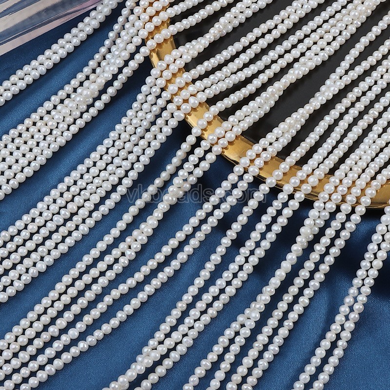 Natural Cultured White Freshwater Pearls Near Round Beads Strands, Approx 3-3.5mm, 37-38cm/strand