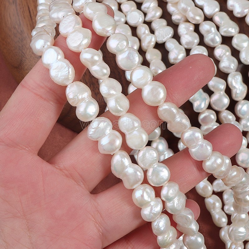 Natural Cultured White Baroque Freshwater Pearls Flat Gourd Beads Strands, Approx 8-9x12-14mm, 36-38cm/strand