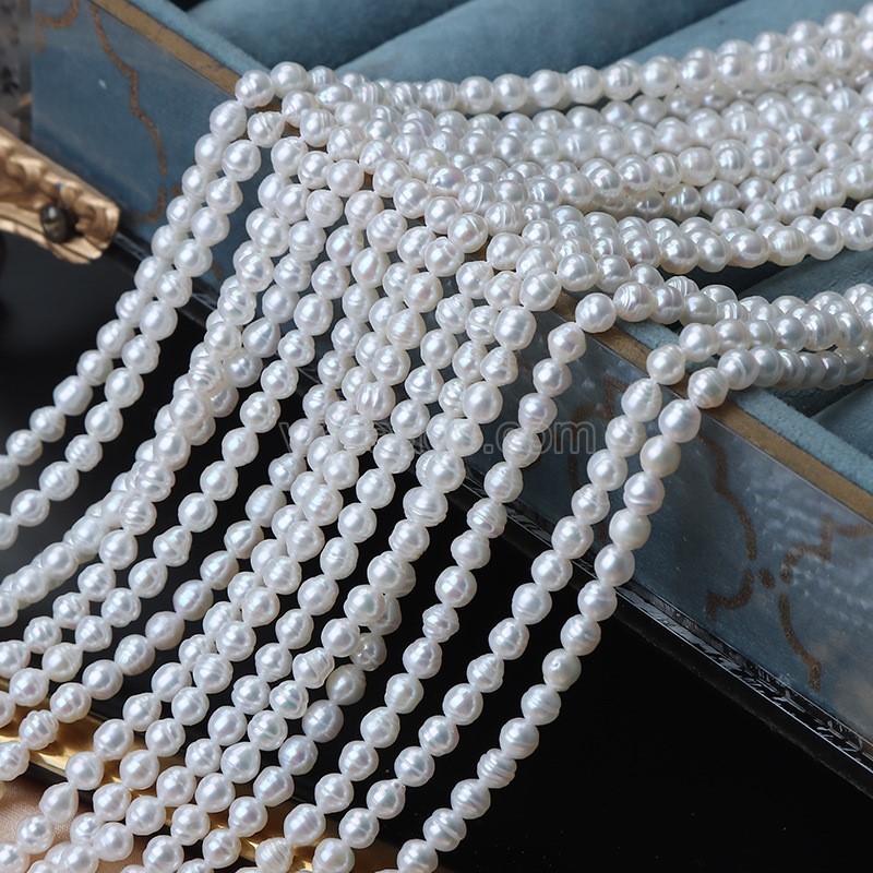 Natural Cultured White Baroque Freshwater Pearls Nugget Beads Strands, with Screw Thread, Approx 3mm, 38-39cm/strand