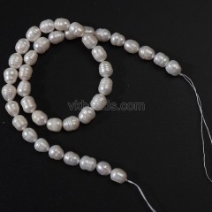 Natural Cultured White Freshwater Pearls Rice Beads Strands, with Screw Thread, Approx 7-8mm, 34-36cm/strand