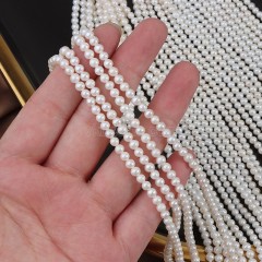Natural Cultured White Freshwater Pearls Near Round Beads Strands, Approx 3.5-4mm, 37-38cm/strand