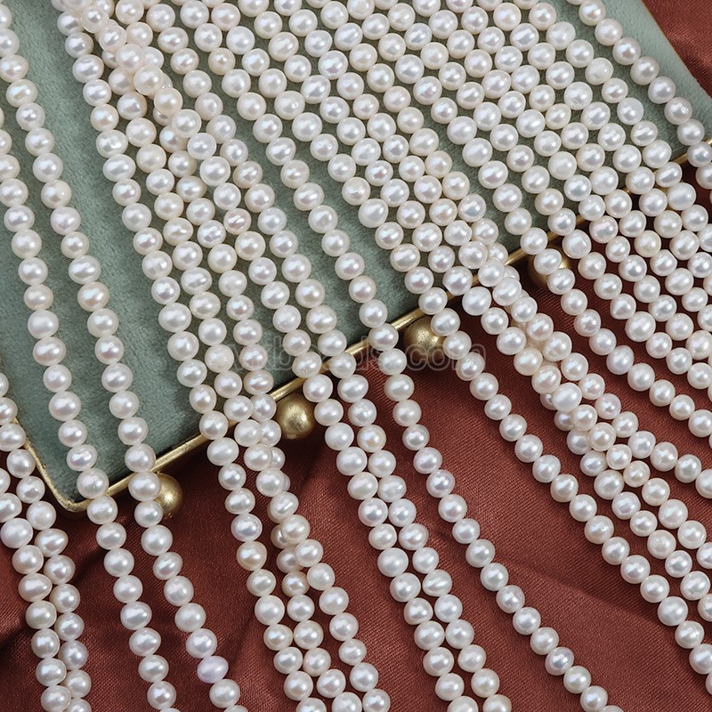 Natural Cultured White Freshwater Pearls Near Round Beads Strands, Approx 4.5-5mm, 35-37m/strand