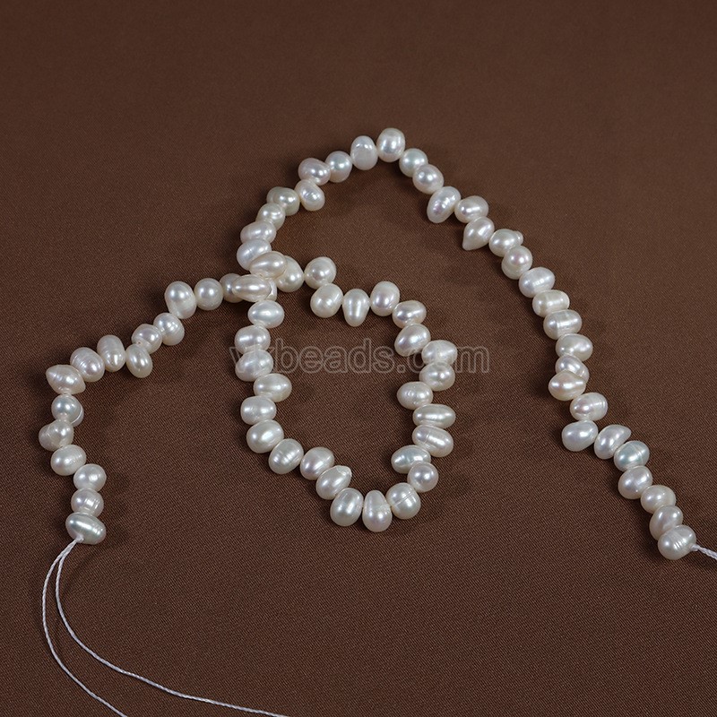 Natural Cultured White Freshwater Pearls Three Severn Off-centered Drilled Rice Beads Strands, with Screw Thread, Approx 4-5mm, 33-35cm/strand