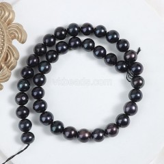 Natural Cultured Dyed Black Freshwater Pearls Near Round Beads Strands, Approx 11mm, 38-40cm/strand