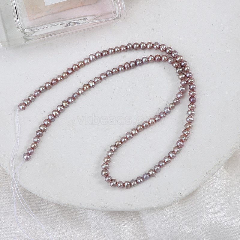 Natural Cultured Purple Freshwater Pearls Potato Beads Strands, Approx 3-4mm, 37-38cm/strand