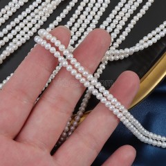 Natural Cultured White Freshwater Pearls Near Round Beads Strands, Approx 3-3.5mm, 37-38cm/strand