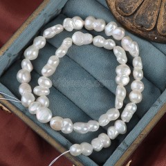 Natural Cultured White Baroque Freshwater Pearls Flat Gourd Beads Strands, Approx 8-9x12-14mm, 36-38cm/strand