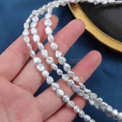 Natural Cultured Smoke White Baroque Freshwater Pearls Nugget Keshi Beads Strands, Approx 5-6mm, 38-39cm/strand