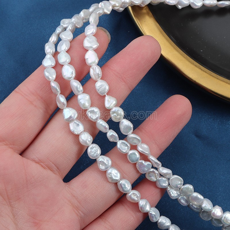 Natural Cultured Smoke White Baroque Freshwater Pearls Nugget Keshi Beads Strands, Approx 5-6mm, 38-39cm/strand