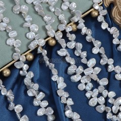 Natural Cultured Light Grey Freshwater Three-Seven Off-centered Drilled Petal Keshi Beads Strands, Approx 6-7mm, 36-38cm/strand