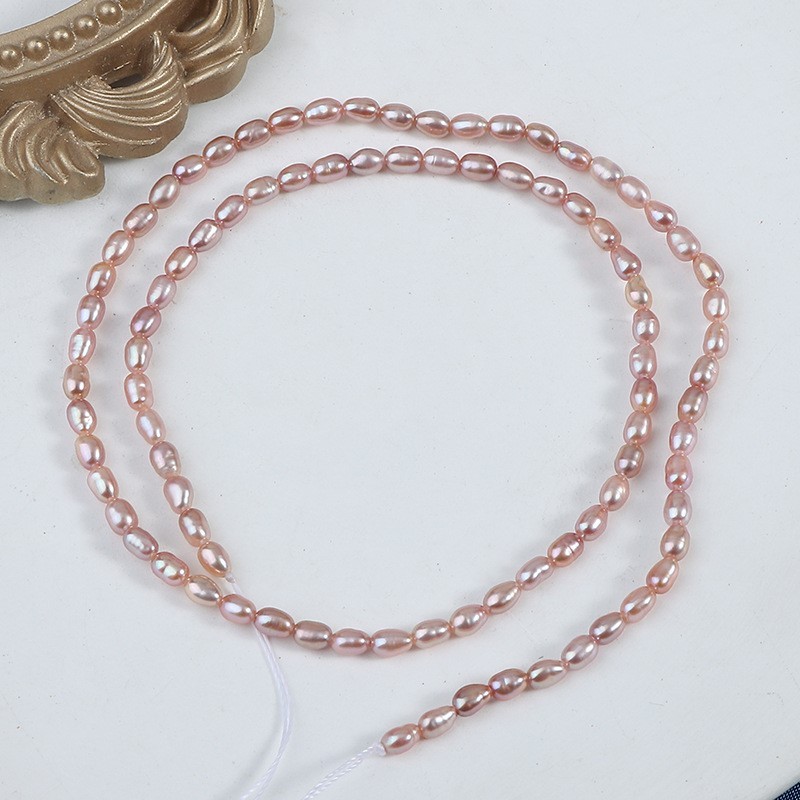 Natural Cultured White/Pinkish Orange/Pinkish Purple Freshwater Pearls Rice Beads Strands, Approx 2.5-3mm, 35-37cm/strand