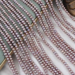 Natural Cultured Purple Freshwater Pearls Potato Beads Strands, Approx 3-4mm, 37-38cm/strand