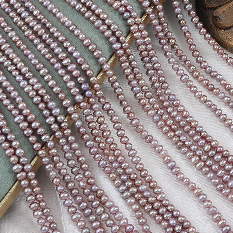 Natural Cultured Purple Freshwater Pearls Potato Beads Strands, Approx 3-4mm, 37-38cm/strand