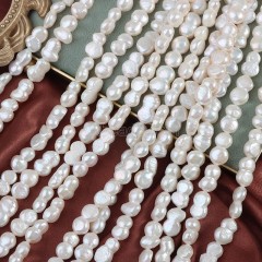 Natural Cultured White Baroque Freshwater Pearls Flat Gourd Beads Strands, Approx 8-9x12-14mm, 36-38cm/strand