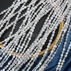 Natural Cultured Smoke White Baroque Freshwater Pearls Nugget Keshi Beads Strands, Approx 5-6mm, 38-39cm/strand