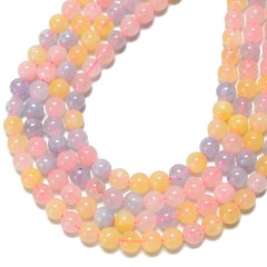 Morganite Imitation Smooth Round Beads Strands, Approx 6-10mm, 38cm/strand