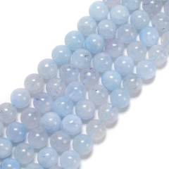 Aquamarine Imitation Smooth Round Beads Strands, Approx 6-10mm, 38cm/strand