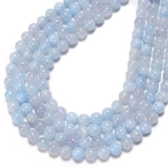Aquamarine Imitation Smooth Round Beads Strands, Approx 6-10mm, 38cm/strand