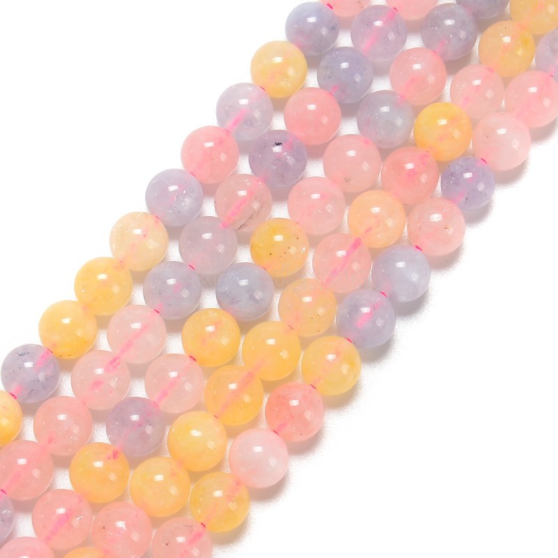 Morganite Imitation Smooth Round Beads Strands, Approx 6-10mm, 38cm/strand