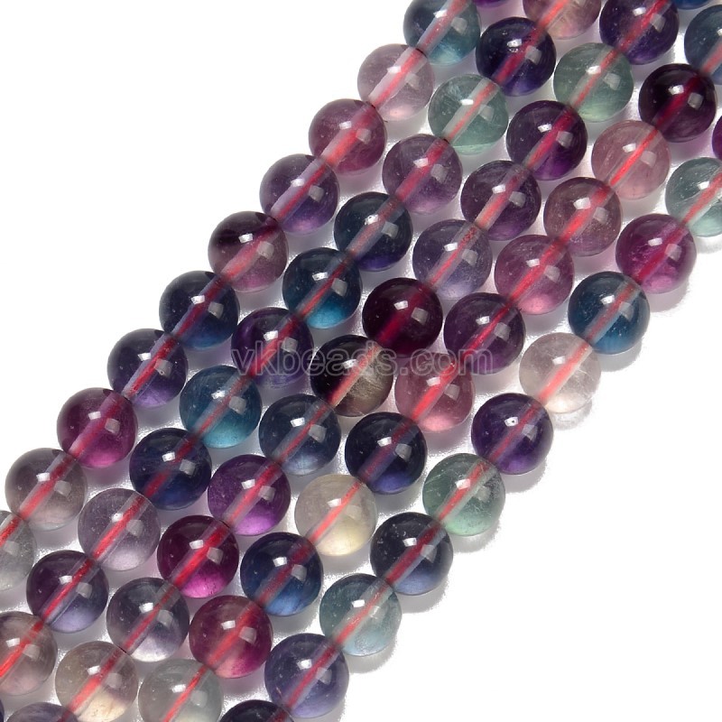 AA Grade Multicolor Fluorite Smooth Round Beads Strands, Approx 6-8mm, 38cm/strand