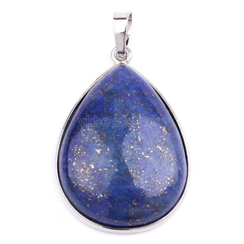 Multi-Gemstone Smooth Teardrop Pendants, with Rhodium Plated Base Metal Findings, Approx 25x33mm, Sell by Piece
