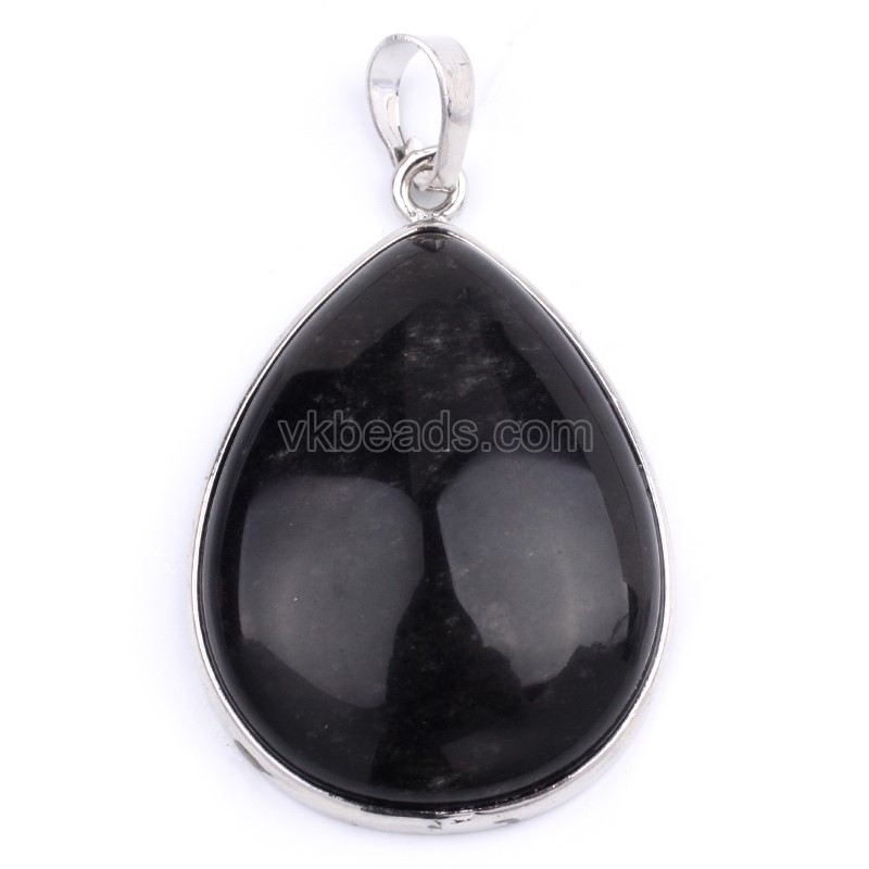Multi-Gemstone Smooth Teardrop Pendants, with Rhodium Plated Base Metal Findings, Approx 25x33mm, Sell by Piece
