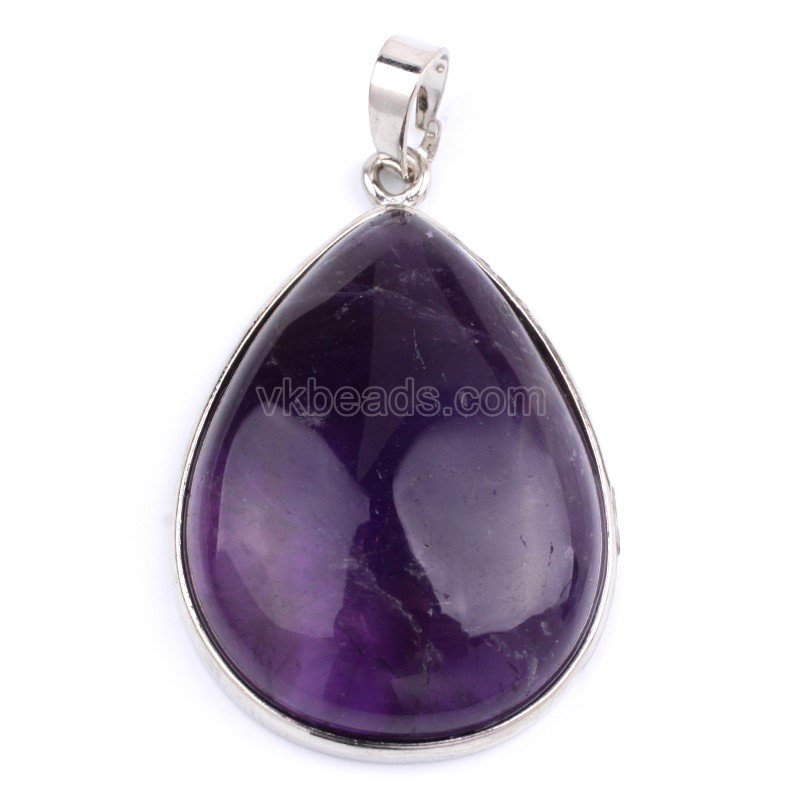 Multi-Gemstone Smooth Teardrop Pendants, with Rhodium Plated Base Metal Findings, Approx 25x33mm, Sell by Piece