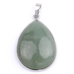 Multi-Gemstone Smooth Teardrop Pendants, with Rhodium Plated Base Metal Findings, Approx 25x33mm, Sell by Piece