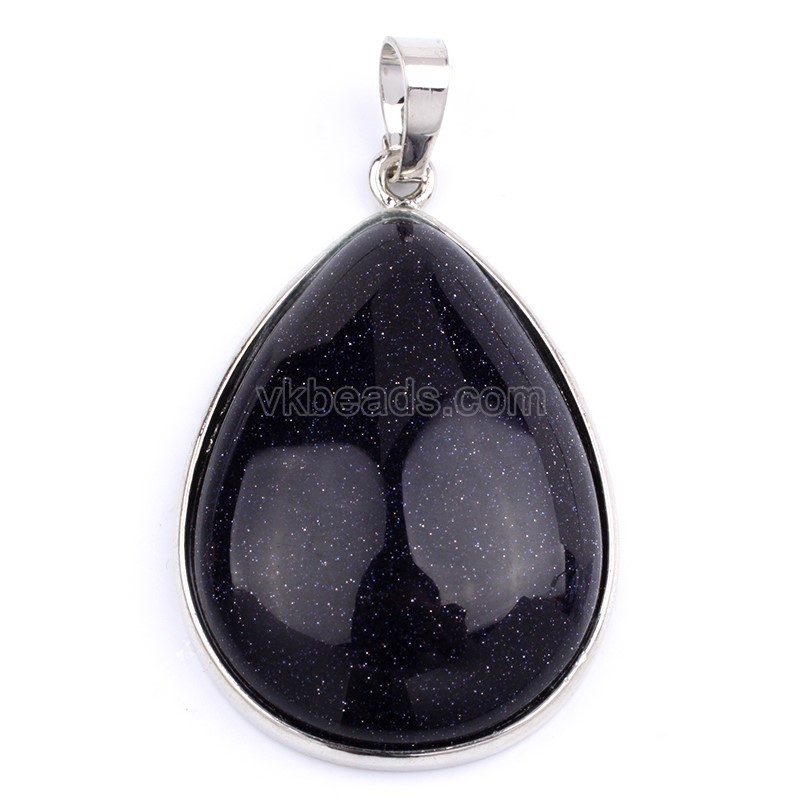 Multi-Gemstone Smooth Teardrop Pendants, with Rhodium Plated Base Metal Findings, Approx 25x33mm, Sell by Piece