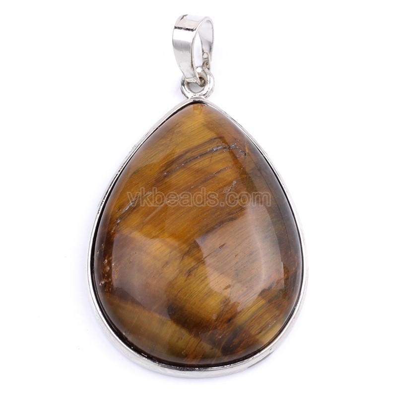 Multi-Gemstone Smooth Teardrop Pendants, with Rhodium Plated Base Metal Findings, Approx 25x33mm, Sell by Piece