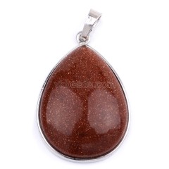 Multi-Gemstone Smooth Teardrop Pendants, with Rhodium Plated Base Metal Findings, Approx 25x33mm, Sell by Piece