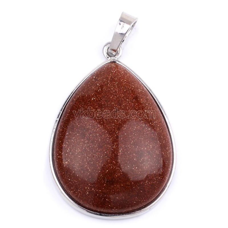 Multi-Gemstone Smooth Teardrop Pendants, with Rhodium Plated Base Metal Findings, Approx 25x33mm, Sell by Piece