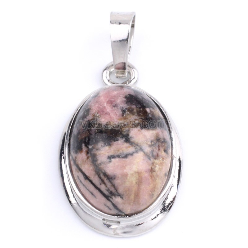 Multi-Gemstone Smooth Oval Pendants, with Rhodium Plated Base Metal Findings, Approx 14x18mm, Sell by Piece