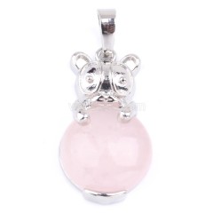 Multi-Gemstone Panda Pendants, with Rhodium Plated Base Metal Findings, Approx 16x30mm, Sell by Piece