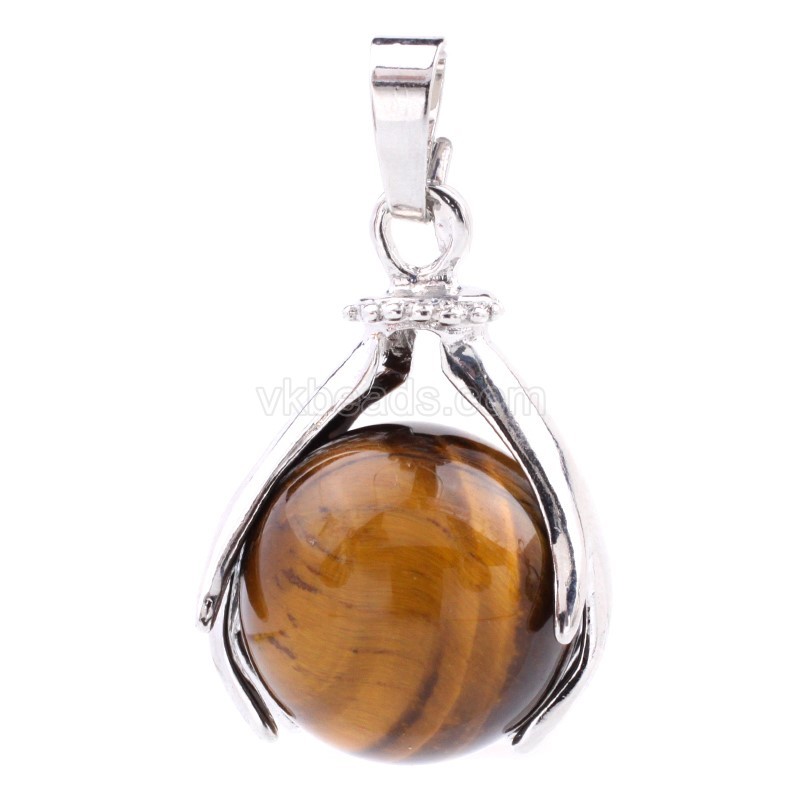 Multi-Gemstone Two Hands Holding Sphere Pendants, with Rhodium Plated Base Metal Findings, Approx 18x27mm, Sell by Piece