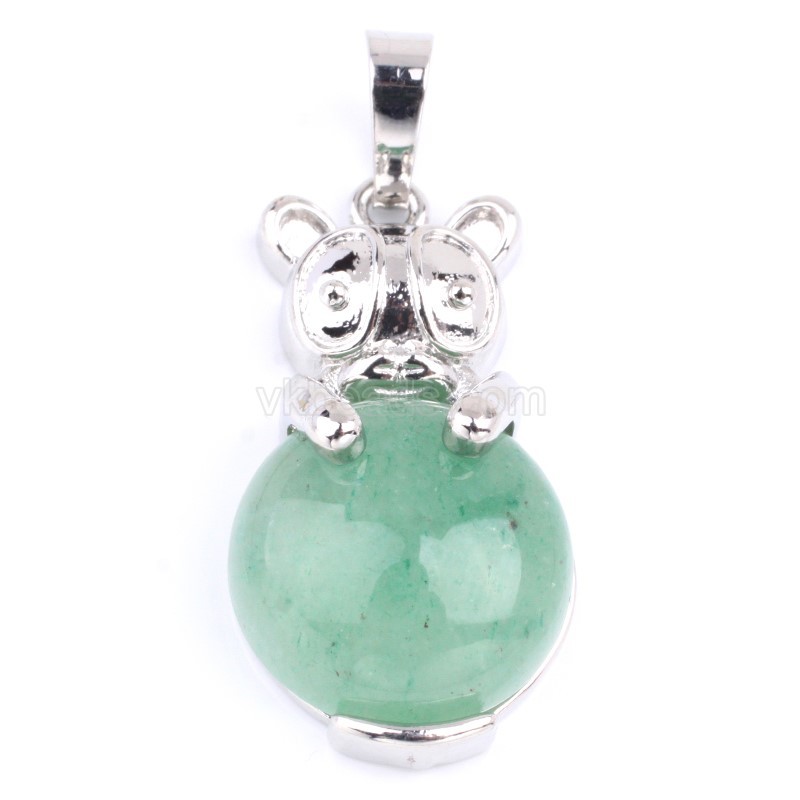 Multi-Gemstone Panda Pendants, with Rhodium Plated Base Metal Findings, Approx 16x30mm, Sell by Piece