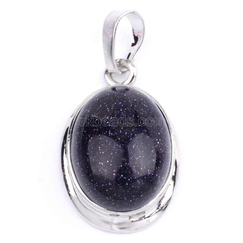 Multi-Gemstone Smooth Oval Pendants, with Rhodium Plated Base Metal Findings, Approx 14x18mm, Sell by Piece