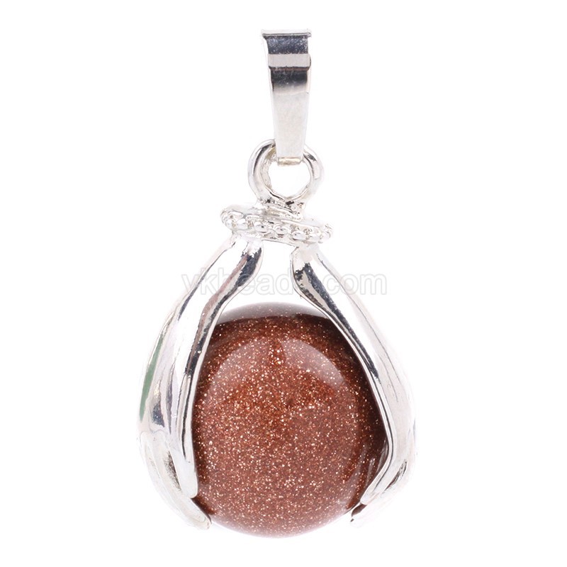 Multi-Gemstone Two Hands Holding Sphere Pendants, with Rhodium Plated Base Metal Findings, Approx 18x27mm, Sell by Piece