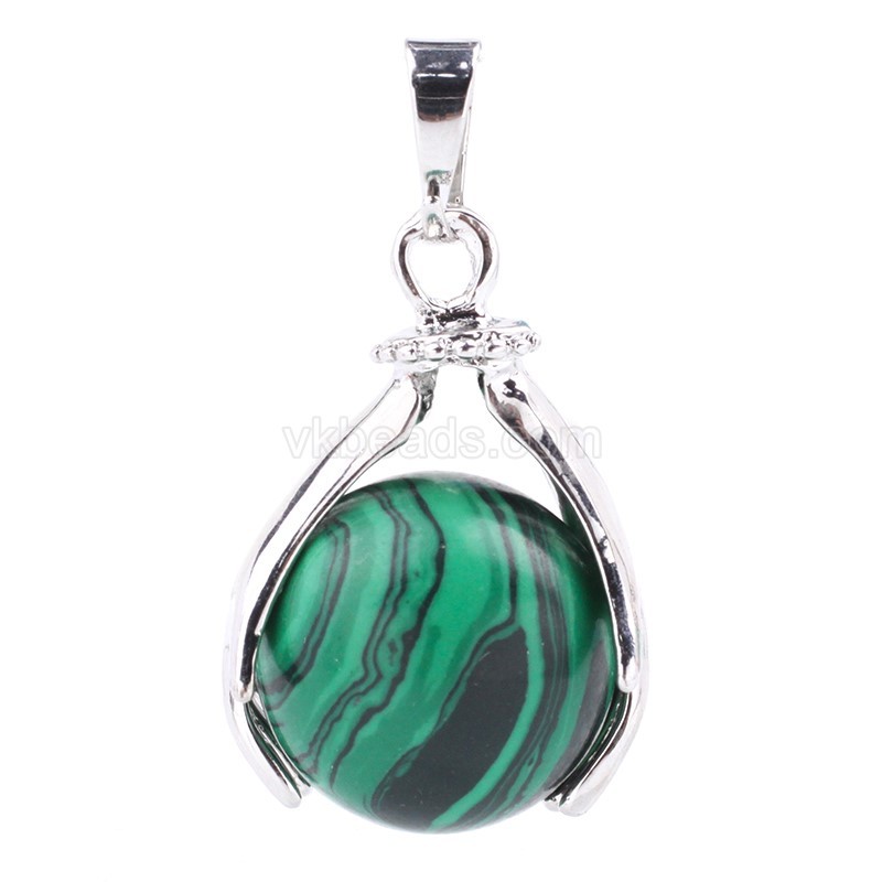 Multi-Gemstone Two Hands Holding Sphere Pendants, with Rhodium Plated Base Metal Findings, Approx 18x27mm, Sell by Piece