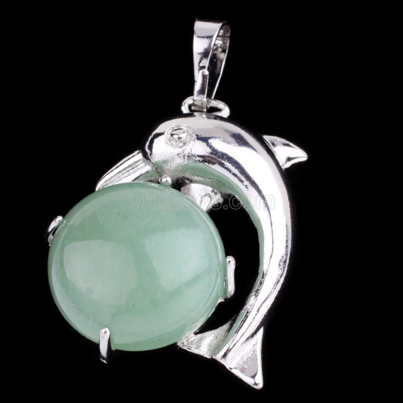 Multi-Gemstone Dolphin Pendants, with Rhodium Plated Base Metal Findings, Approx 22x25mm, Sell by Piece