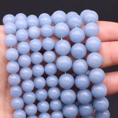 Natural Angelite Smooth Round Beads Strands, Approx 4-10mm, 38cm/strand