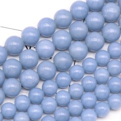 Natural Angelite Smooth Round Beads Strands, Approx 4-10mm, 38cm/strand