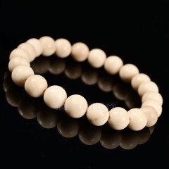 Creamy Petrified Wood Smooth Round Beads Stretch Bracelets, Approx 8mm, Sell by Piece